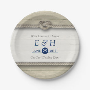 Tying The Knot Rustic Beach Wedding Paper Plate