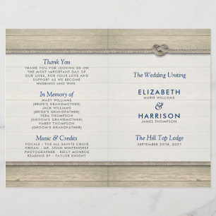 Tying The Knot Rustic Beach Wedding Program