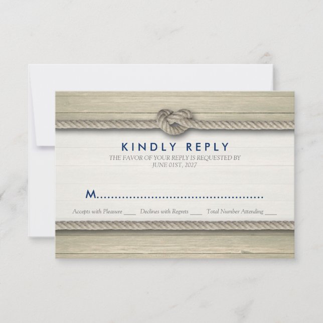 Tying The Knot Rustic Beach Wedding RSVP (Front)
