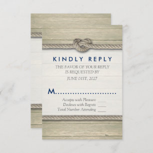 Tying The Knot Rustic Beach Wedding RSVP Card