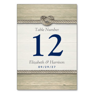 Tying The Knot Rustic Beach Wedding Table Number
