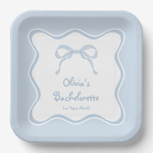 Tying the Knot Something Blue Bachelorette Party Paper Plate