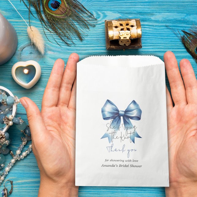 Tying the Knot Something Blue Bow Bridal Shower Favour Bag (Creator Uploaded)