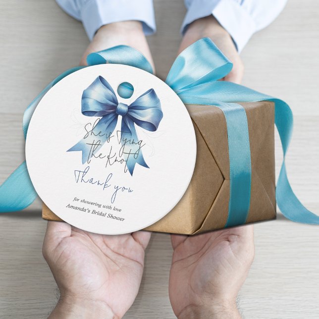 Tying the Knot Something Blue Bow Bridal Shower Favour Tags (Creator Uploaded)