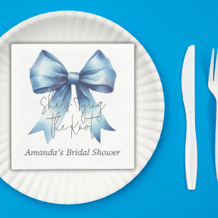 Tying the Knot Something Blue Bow Bridal Shower Napkin