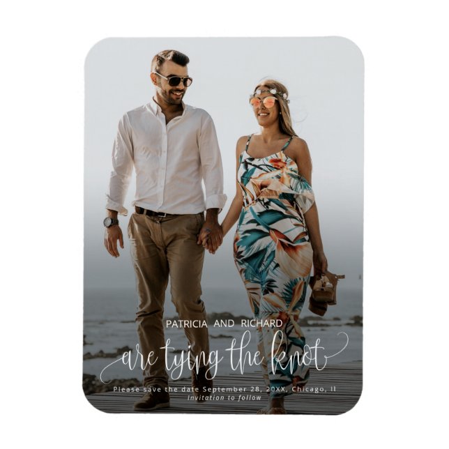Tying The Knot Wedding Save The  Date Photo Magnet (Vertical)