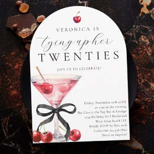 Tying Up My Twenties Cherry Martini 30th Birthday Invitation