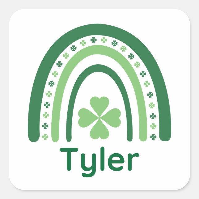 Tyler Name Clover Boho Rainbow Square Sticker (Front)