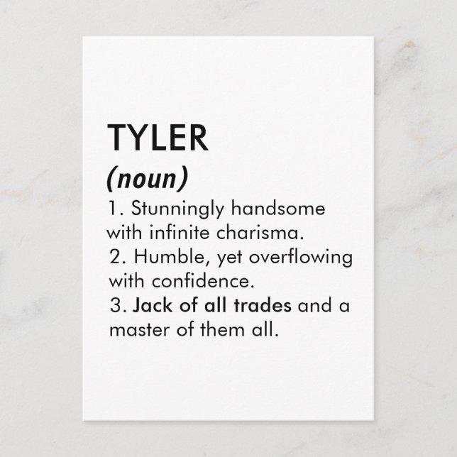 Tyler name, Editable name, Custom name Postcard (Front)