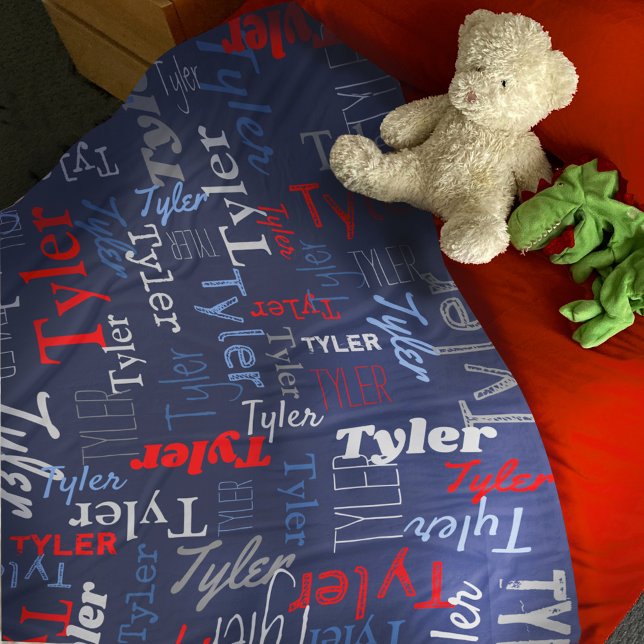 Tyler personalised name red blue grey blanket (Creator Uploaded)