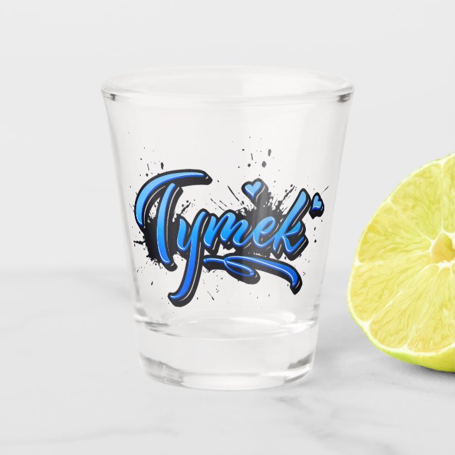 Tymek Heart Splash Graffiti Shot Glass (Front)