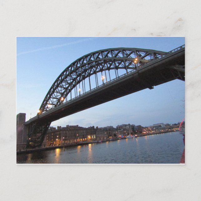 Tyne Bridge Evening Lights Postcard (Front)