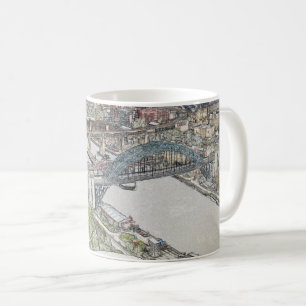 Tyne Bridge Newcastle Skyline Sketch Art Coffee Mug