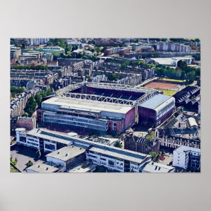 Tynecastle Stadium Edinburgh Aerial Art Poster