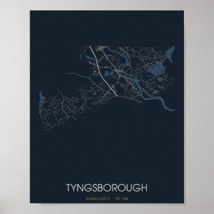 Tyngsborough Massachusetts Street Map Poster (Nigh