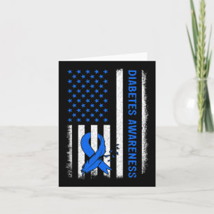 Type 1 Diabetes Awareness American Us Flag Blue Ri Card