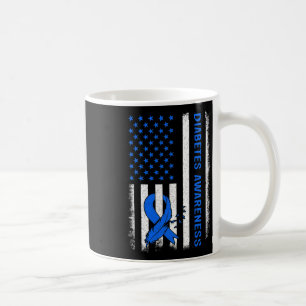 Type 1 Diabetes Awareness American Us Flag Blue Ri Coffee Mug