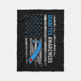 Type 1 Diabetes Awareness American Us Flag Blue Ri Fleece Blanket