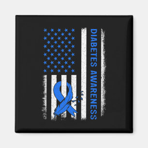 Type 1 Diabetes Awareness American Us Flag Blue Ri Magnet