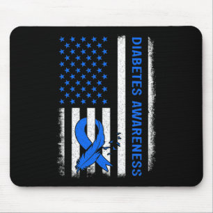 Type 1 Diabetes Awareness American Us Flag Blue Ri Mouse Pad