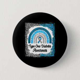 Type 1 Diabetes Awareness Bleached Rainbow Leopard 6 Cm Round Badge