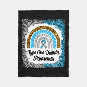 Type 1 Diabetes Awareness Bleached Rainbow Leopard Fleece Blanket