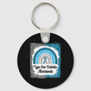 Type 1 Diabetes Awareness Bleached Rainbow Leopard Key Ring