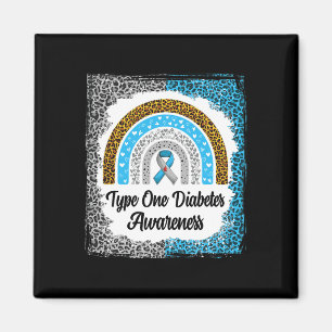 Type 1 Diabetes Awareness Bleached Rainbow Leopard Magnet