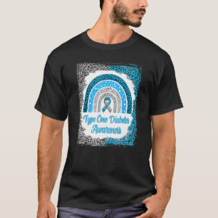 Type 1 Diabetes Awareness Bleached Rainbow Leopard T-Shirt