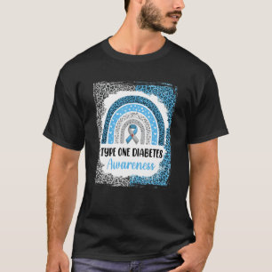 Type 1 Diabetes Awareness Bleached Rainbow Leopard T-Shirt