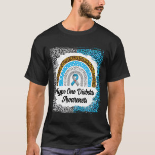 Type 1 Diabetes Awareness Bleached Rainbow Leopard T-Shirt