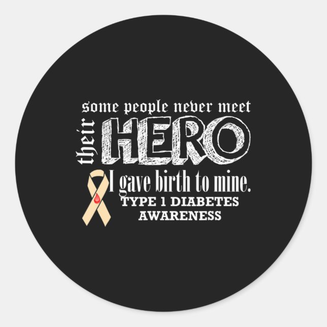 Type 1 Diabetes Awareness  Classic Round Sticker (Front)