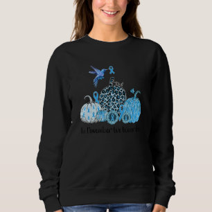 Type 1 Diabetes Awareness Hummingbird Blue Ribbon  Sweatshirt