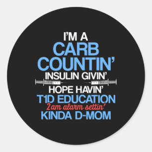 Type 1 Diabetes Awareness Mum T1D Warrior Survivor Classic Round Sticker