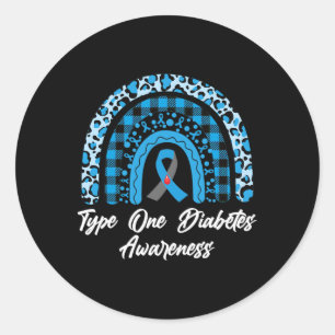 Type 1 Diabetes Awareness Rainbow Month Leopard Ri Classic Round Sticker