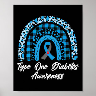 Type 1 Diabetes Awareness Rainbow Month Leopard Ri Poster