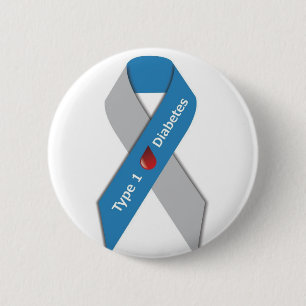 Type 1 Diabetes Awareness Ribbon 6 Cm Round Badge