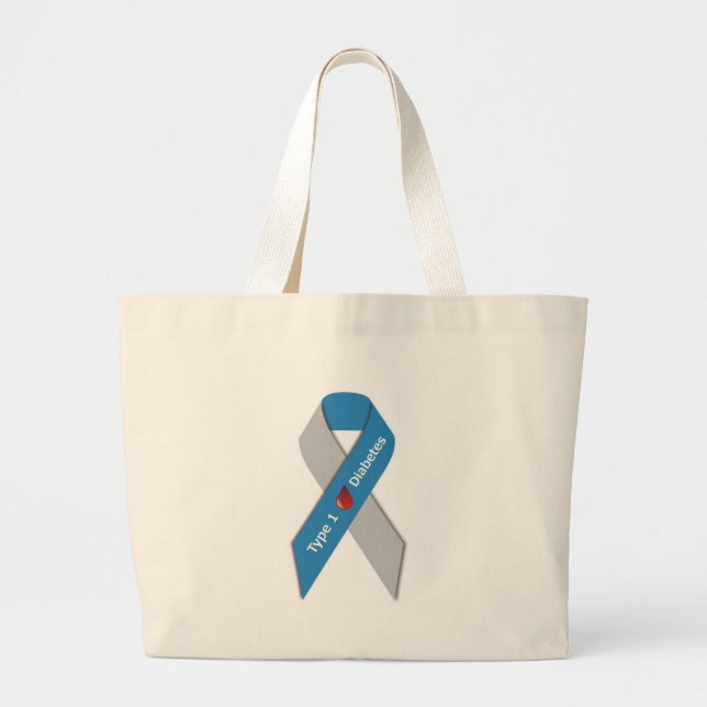 Type 1 Diabetes Awareness Ribbon Large Tote Bag (Front)