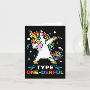 Type 1 Diabetes Awareness Unicorn Type One-Derful Card