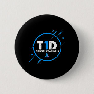 Type 1 Diabetes Awareness Vintage Diabetic T1d Dad 6 Cm Round Badge
