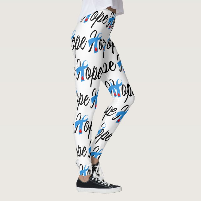 Type 1 Diabetes Blue Ribbon Awareness HOPE Leggings (Right)