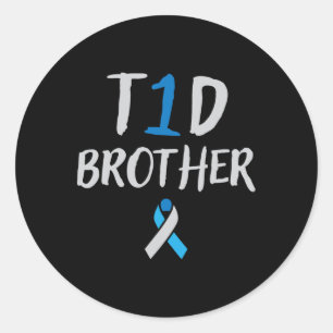 Type 1 Diabetes Brother Awareness For Diabetics  Classic Round Sticker
