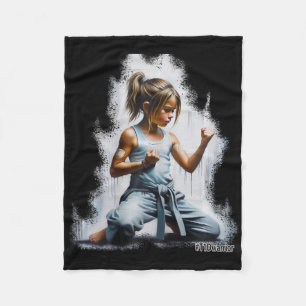 Type 1 Diabetes Karate Warrior Girl Wears Cgm And Fleece Blanket