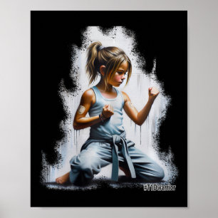 Type 1 Diabetes Karate Warrior Girl Wears Cgm And Poster
