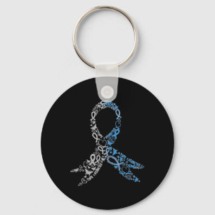 Type 1 Diabetes Ribbon Juvenile Diabetes Awareness Key Ring