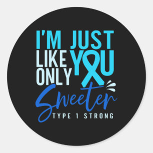 Type 1 Diabetes Strong T1D Awareness Classic Round Sticker