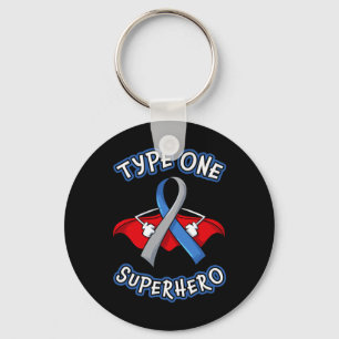 Type 1 Diabetes Superhero Awareness Gift Diabetic Key Ring