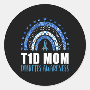 Type 1 Diabetes T1d Mum Diabetes Awareness Rainbow Classic Round Sticker