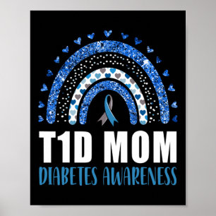 Type 1 Diabetes T1d Mum Diabetes Awareness Rainbow Poster