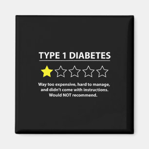 Type 1 Diabetes T1d One Star Rating Fun Awareness Magnet
